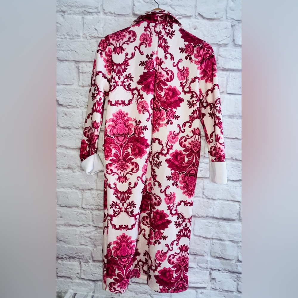 Long Floral Jacket Paisley White & Pink sz S UNIQUE! - Picture 4 of 9